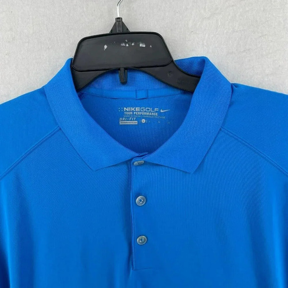Nike Polo Shirt Men's L Blue Collared Short Sleeve Activewear Golfing Stretch - Picture 6 of 10